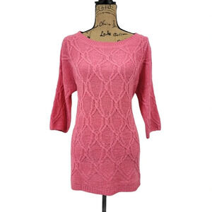 ZARA KNIT Women's Regular Cable Knit Ribbed Oversized Sweater Pink Size Medium